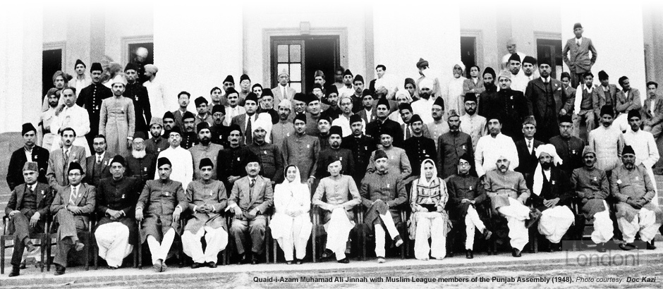 Muhammad Ali Jinnah with Muslim League members of the Punjab Assembly (1948)