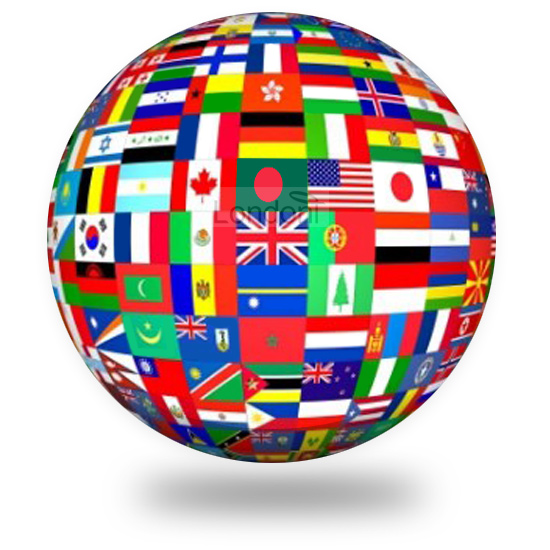Globe made up of flags around the world