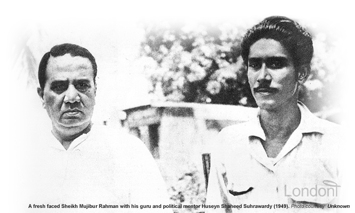 Young Sheikh Mujibur Rahman with Huseyn Shaheed Suhrawardy 1949
