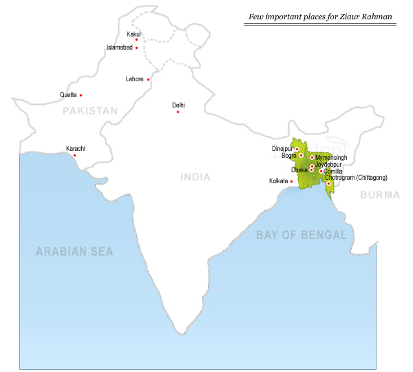 Few important places for Ziaur Rahman